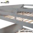thumbnail image 4 of BELLEMAVE Full Over Full Bunk Bed, Wood Bunk Bed Frame with Twin Trundle, Fence Shaped Guardrails, Ladder, Headboard, Convertible into 2 Bed, Full Bunk Bed for Adult, Teens, Kids(Gray), 4 of 11