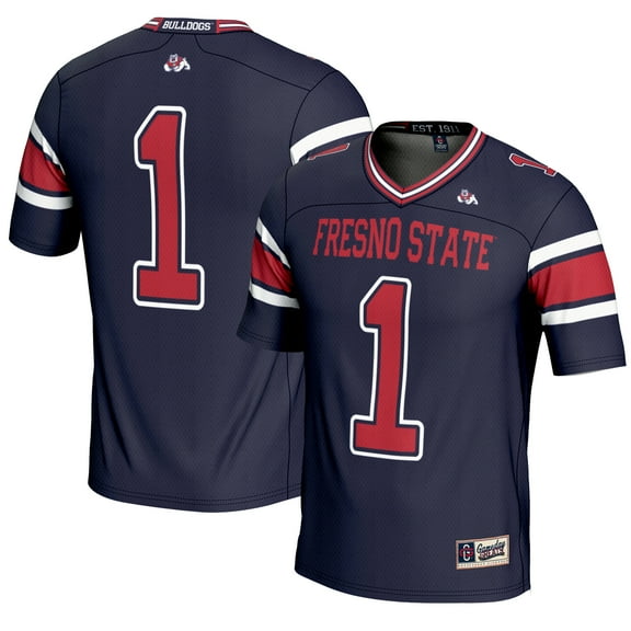 Men's GameDay Greats #1 Navy Fresno State Bulldogs Endzone Football Jersey