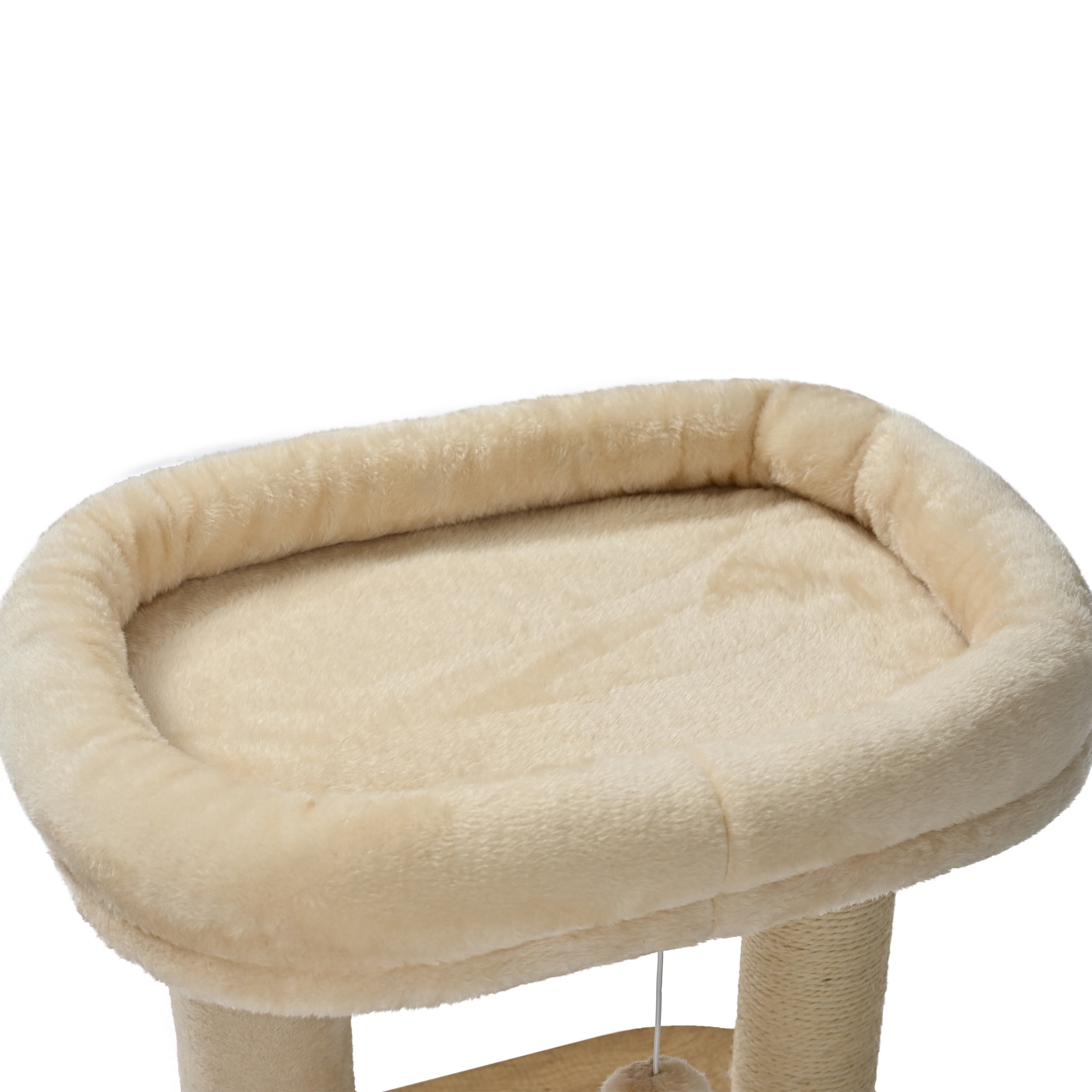 Vibrant Life Double-Post Cat Scratching Post with 2-Level Track Ball, Beige