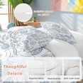 thumbnail image 3 of Light Blue Farmhouse Bedding 3 Piece Duvet Cover Set Queen Size, Retro Botanical Plant Fruit Leaf Soft Microfiber Comforter Cover with Zipper Closure & Pillowcases, FadeResistant Quilt Cover, 3 of 9