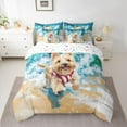 thumbnail image 2 of Manfei Cute Dog Lover Twin Bedding Sets 7-Piece for Kids, Summer Ocean Beach Bedding Comforter Set, Kawaii Animal Theme Reversible Sheet Sets, Luxury Bedroom Decor, 2 of 7