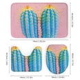 thumbnail image 3 of Shower Curtain 4 Piece Set Colorful Blue Succulent Bath Mat U-Shaped Floor Mat Toilet Lid Oval Rug Blue Botanical Watercolor 12 Hooks for Bathtub Decor 72inch X 72inch, 3 of 8