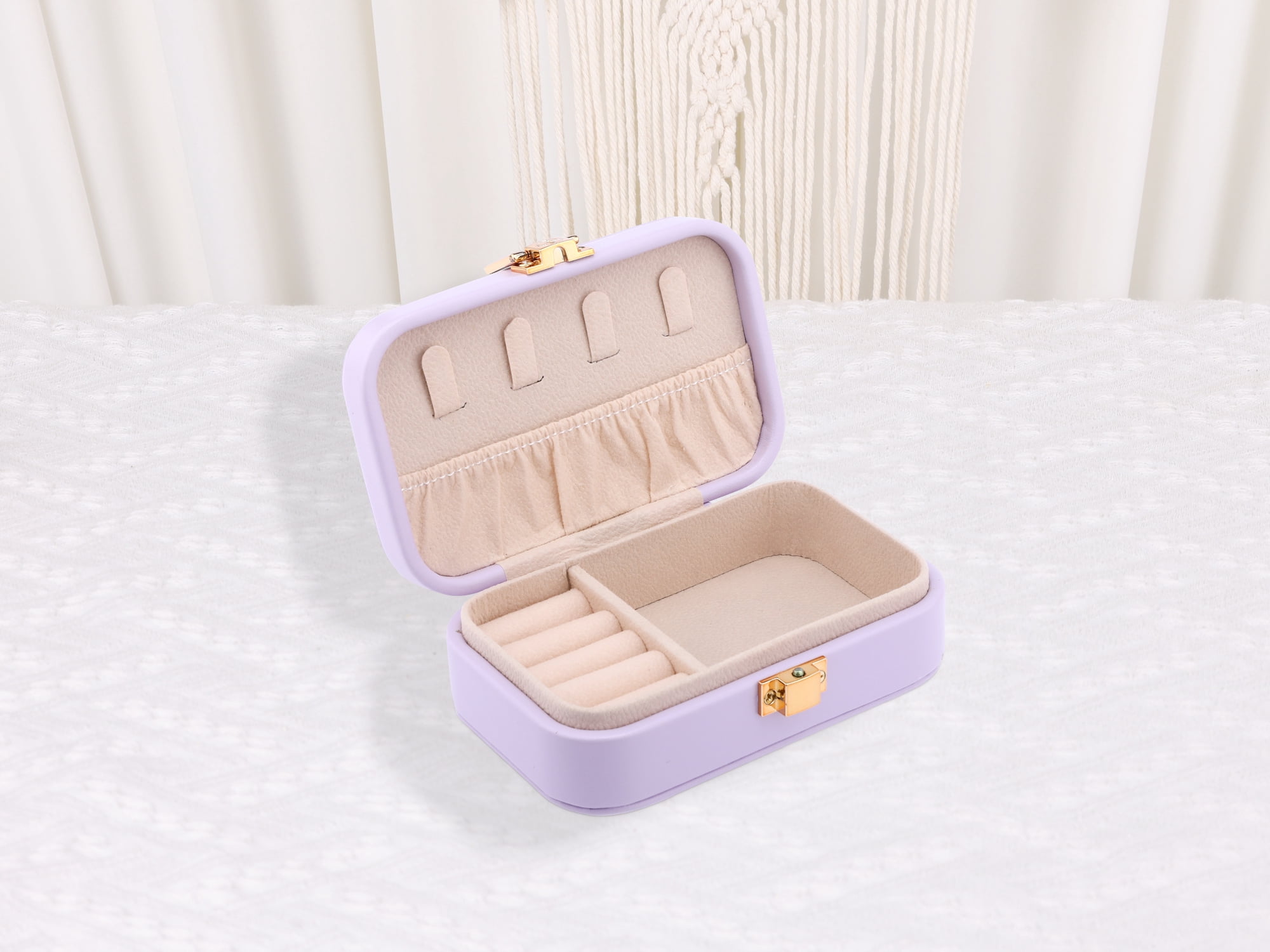 Unique Bargains Mini PU Leather Jewelry Box Jewelry Organizer Case Purple