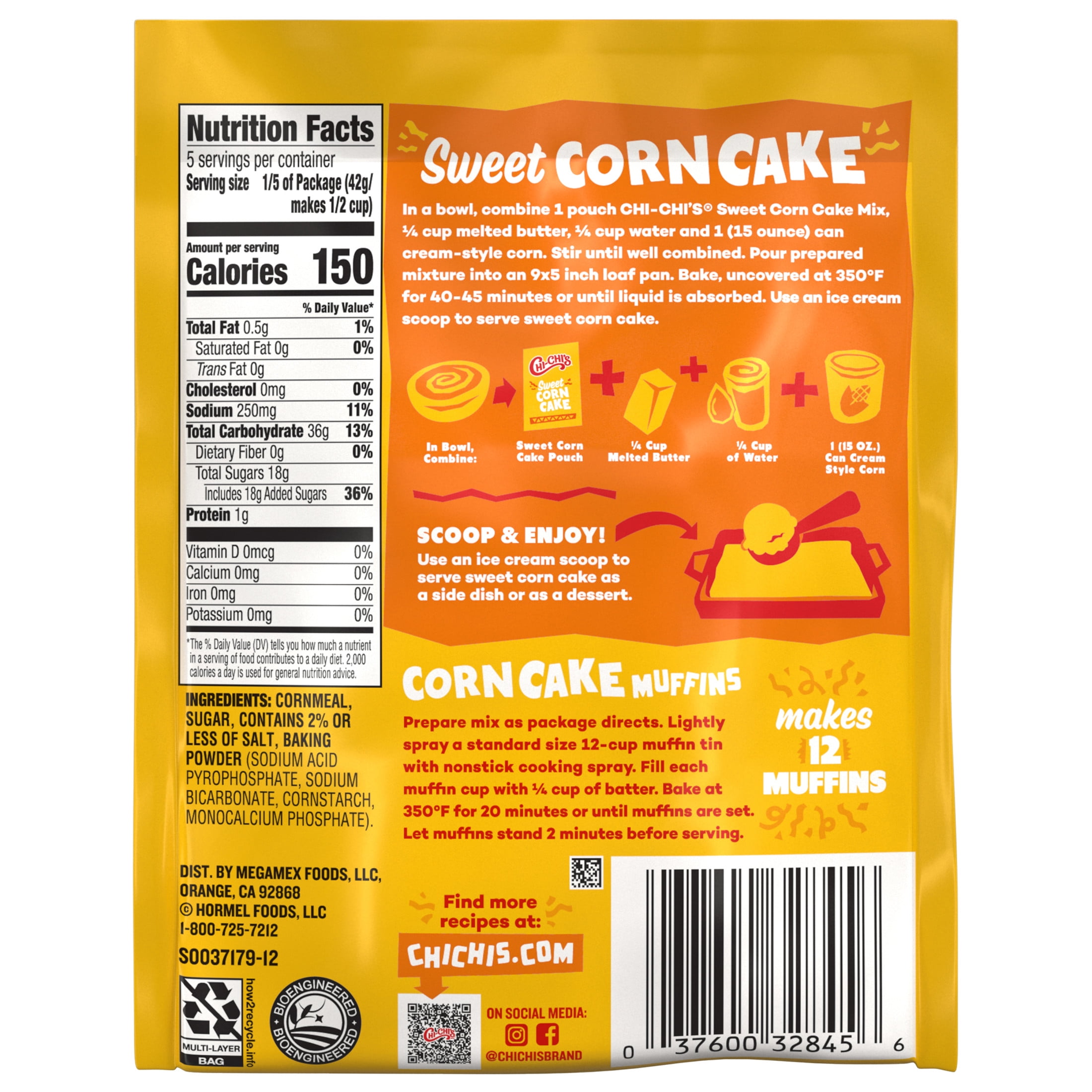 (2 pack) CHI-CHI'S Sweet Corn Cake Mix, Shelf-Stable, 7.4 oz Pouch, (12 Count)