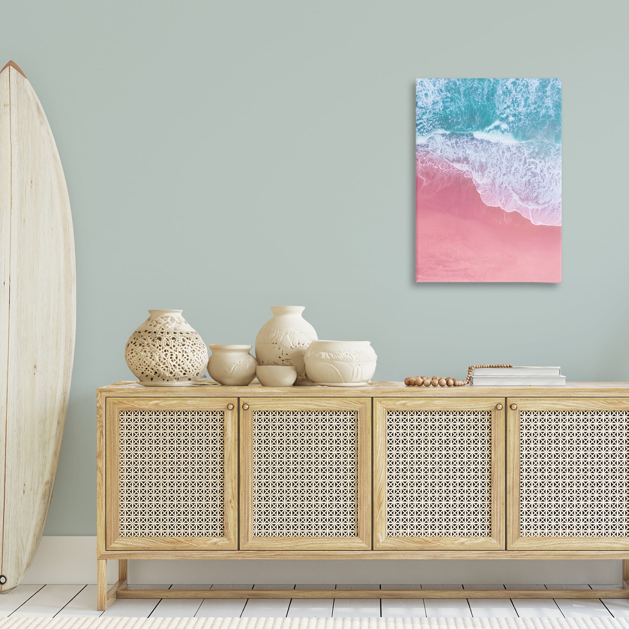Stupell Industries Pink Surf Tide Landscape & Nature Photography Wrapped Canvas Art Print Wall Art, 24 x 36