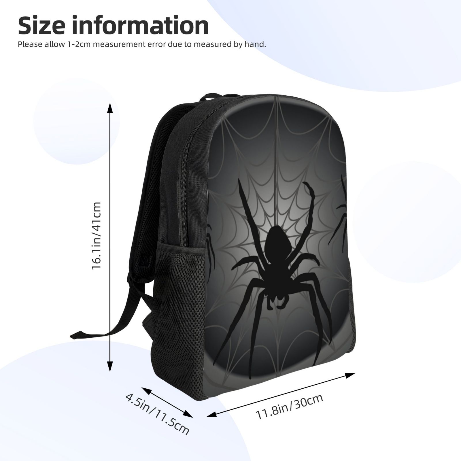 Xecao Black Spiders Print School Backpack with Laptop Compartment Small Travel Laptop Backpack for Women Men Waterproof College Backpack Simple School Bag