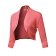 thumbnail image 1 of SSOULM Women's 3/4 Sleeve Open Front Bolero Shrug Cardigan with Plus Size, 1 of 5