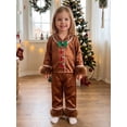 thumbnail image 4 of RUINIXCW Toddler Baby Girl Boy Christmas Silk Satin Pajama Set Big Girls Boys Gingerbread PJS Fall Winter Button Down Long Sleeve Shirt Pants Set, 4 of 10