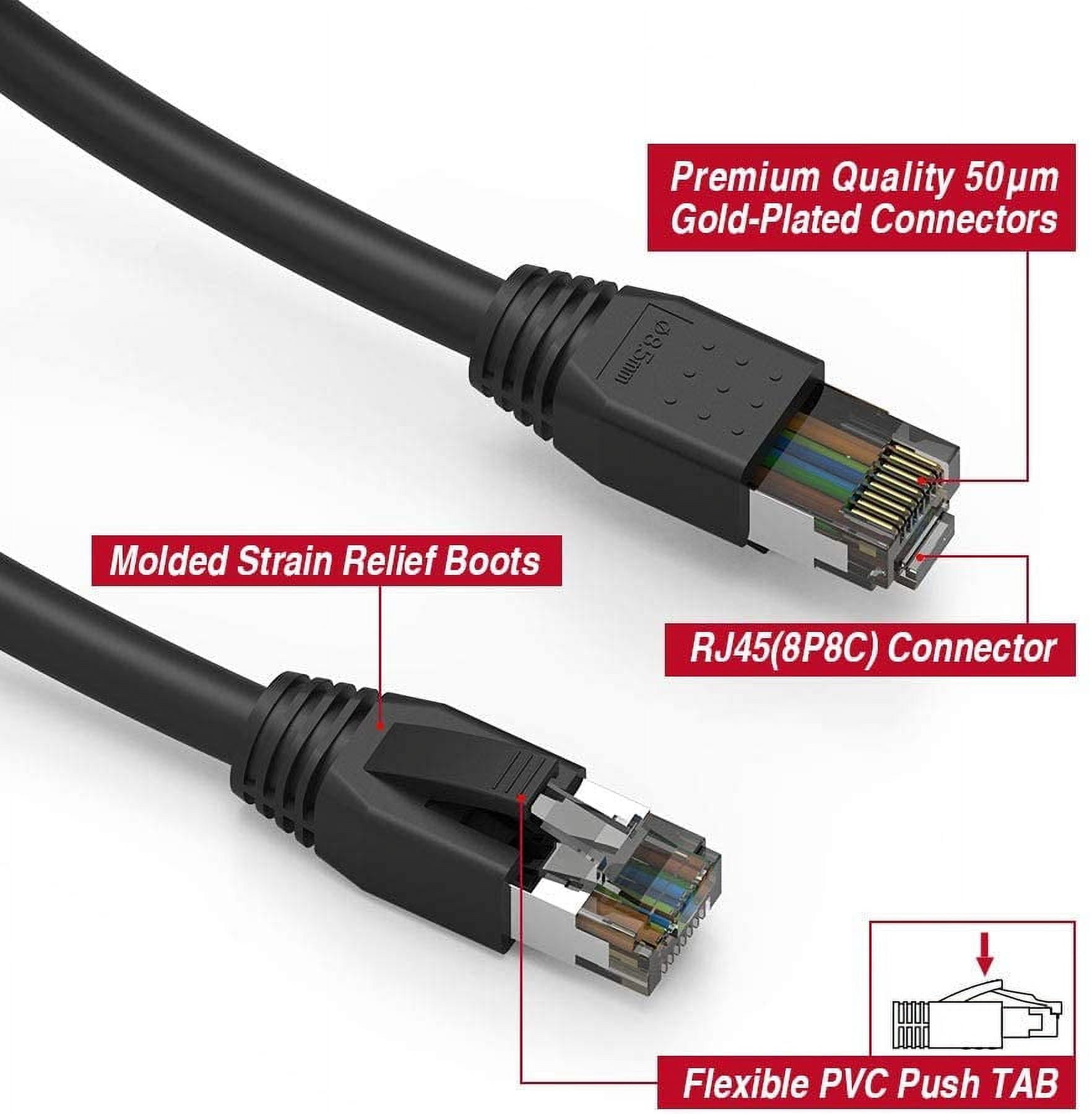 Nippon Labs Cat 8 Ethernet Cable for PS Xbox PC - 25 feet - Black (60CAT8-25-24BK)