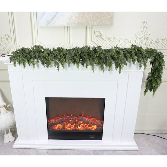 Bootesun 6 FT Artificial Cedar Garlands, Real Touch Winter Cedar Cypress Garland, Green Artificial Greenery Pine Garland for Table, Mantle, Wall, Indoor, Outdoor Christmas Decorations