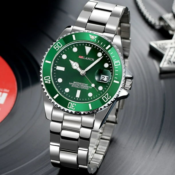 Classic Mens Watch Quartz Green Ghost Diver Series Stainless Steel Waterproof Calendar Clock Business Luxury Watch Reloj Hombre 305LV 0