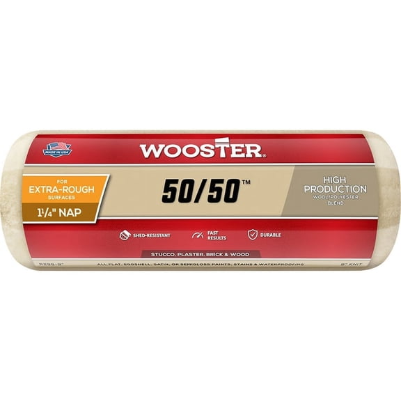 Wooster 9" Paint Roller Cover, 1-1/4" Nap, Knit Lambswool/Polyester R298-9