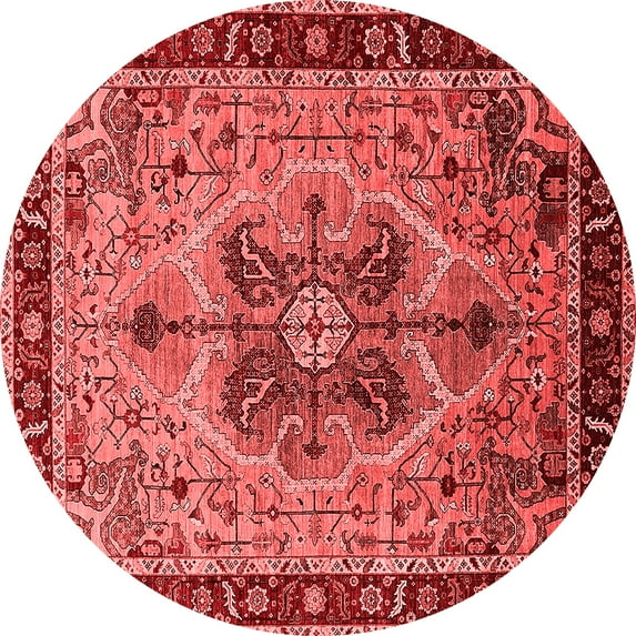 Ahgly Company Indoor Round Oriental Red Industrial Area Rugs, 7' Round