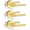 thumbnail image 1 of 3 Pack Brushed Gold Door Handles Interior, Knurled Privacy Door Handles with Lock,Gold Door Lever for Bedroom or Bathroom,Reversible Keyless for Left Right Handed Doors AM0027 Brushed Gold Privacy, 1 of 7