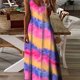 thumbnail image 5 of Vestido de verano para mujer, sencillo, con estampado geométrico, tirantes, informal, estilo playero, estilo balneario, holgado y cómodo, largo., 5 of 5