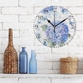 thumbnail image 3 of 10" Artistic Round Wall Decorative Desk Clock Wall Clock Home Decor Blue Hydrangea Pattern, 3 of 7