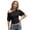 C55/Black328, variant on Rggeeun Womens Shirts Cropped One Shoulder Solid Color Short Sleeve Elastic Waist Draping for Summer Outdoor Running Leisure Tshirts,Black,M