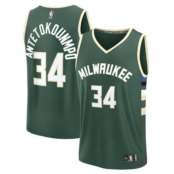 Men's Fanatics Giannis Antetokounmpo Hunter Green Milwaukee Bucks Fast Break Replica Player Jersey - Icon Edition