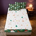 thumbnail image 4 of Manfei Festive Snowman Zipper Twin Comforter Sets with Fitted Sheet and 2 Pillowcases,Traditional Christmas Tree Santa Hat Zipper Bedding Set,Christmas Reversible,4pcs, 4 of 8
