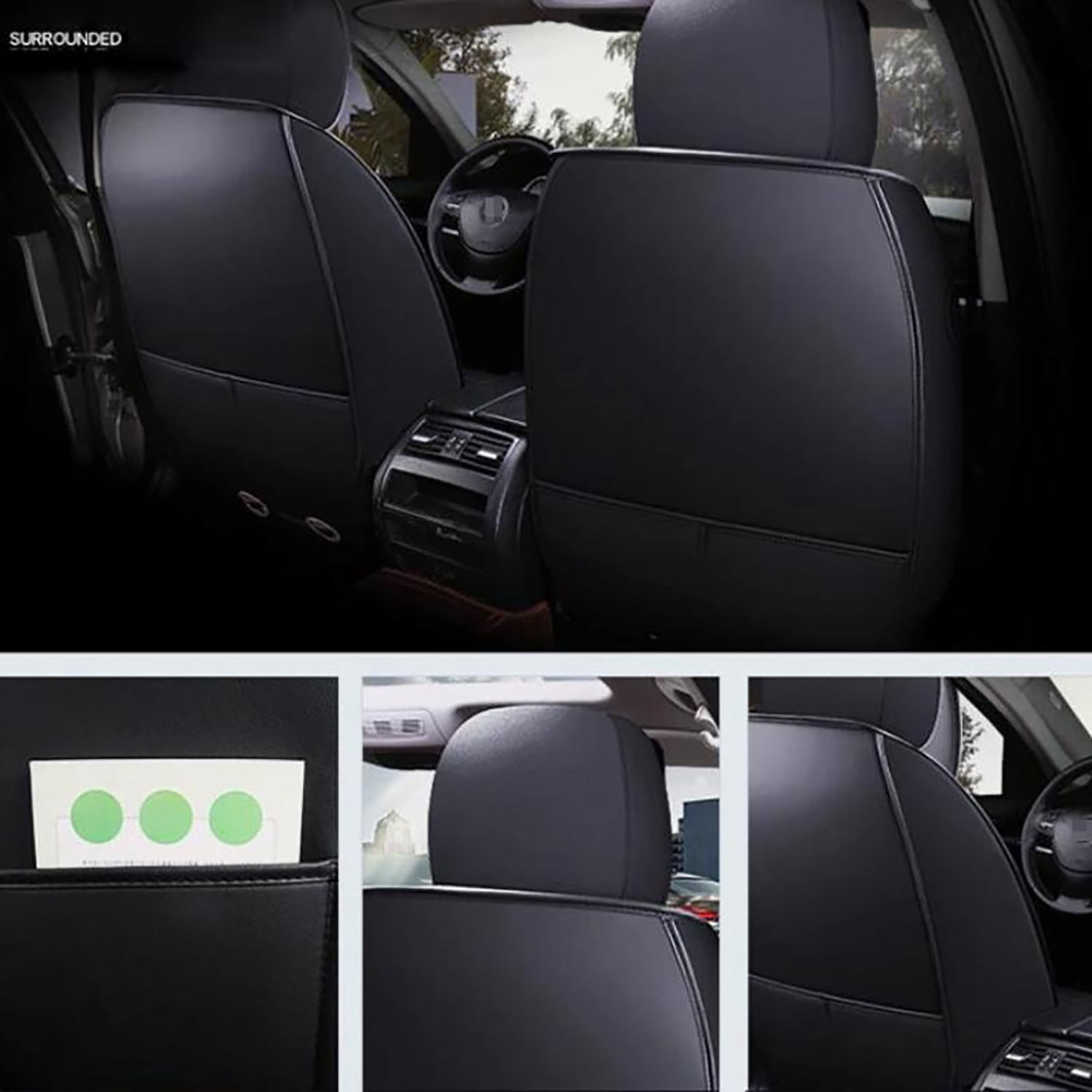 HuaGuan Fit for Nissan Rogue 2010-2025 Seat Covers - Full Set Waterproof Leather Car Seat Covers Compatible Airbag（5 Seat,Black）