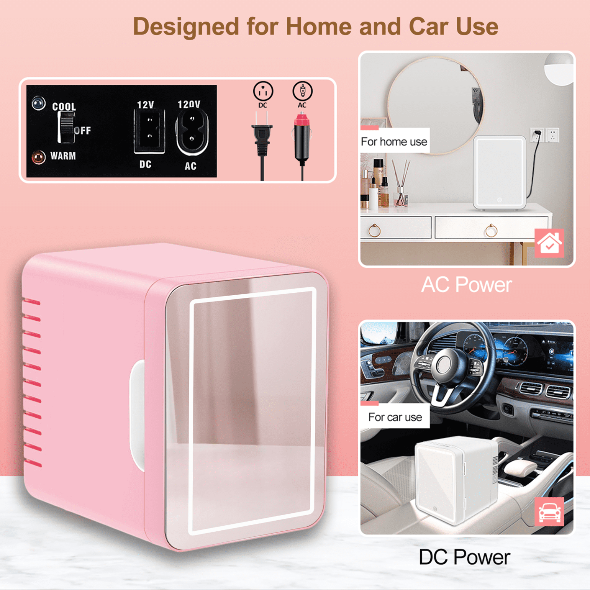 Newruie Mini Fridge, Portable Beauty Fridge, 4L Compact Fridge for Skincare Makeup