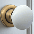 thumbnail image 2 of Magnifique Classic Door Set with White Porcelain Knobs (Antique Brass Finish/Privacy Function), 2 of 3
