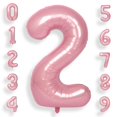thumbnail image 1 of Globos de aluminio con números de helio SUWEN 2 para segundo cumpleaños, color rosa, 1 of 1