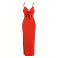 thumbnail image 3 of Vibrant V-Neck Cami Dress Sexy Cut Out Split Hem Sleeveless Flowy Essential, 3 of 14