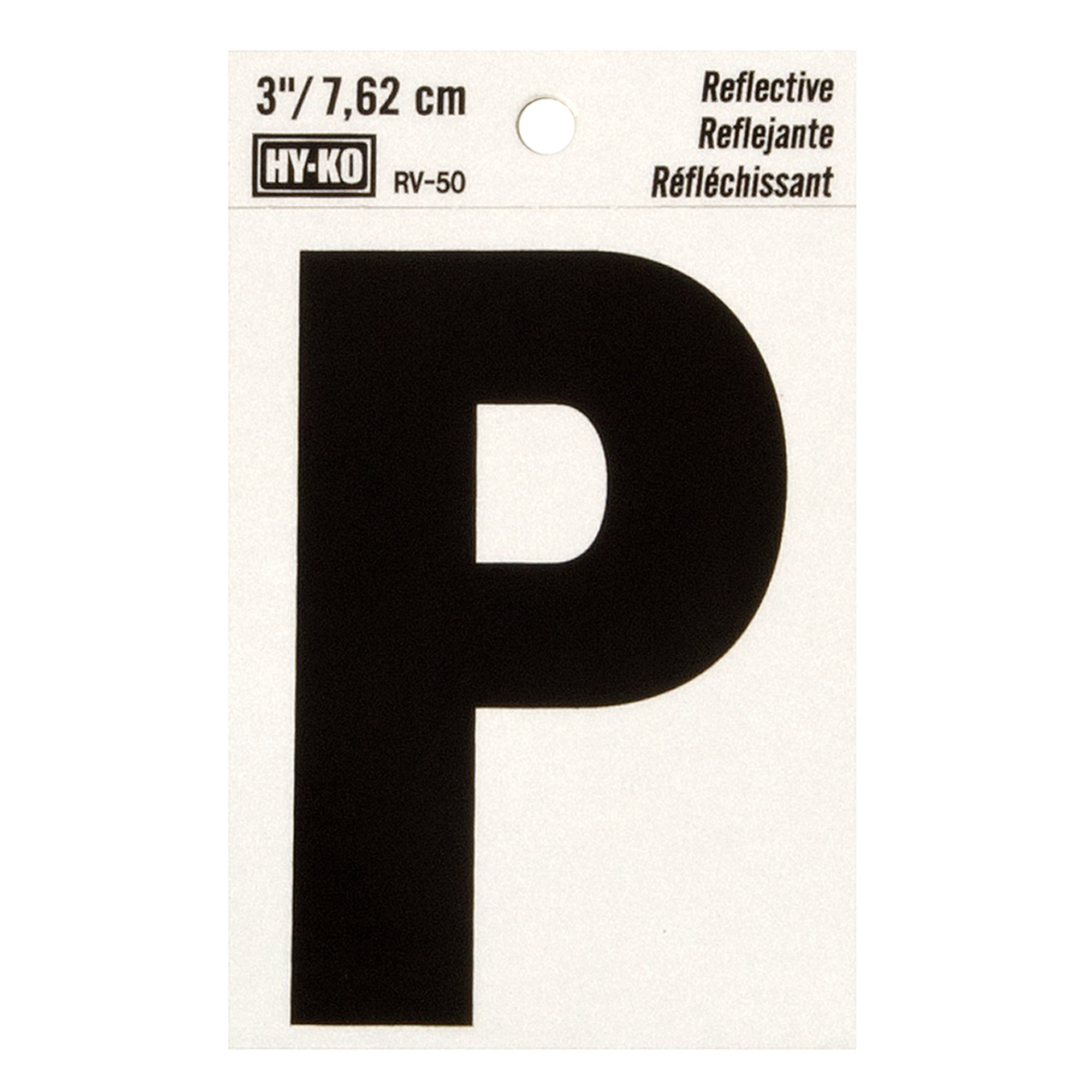 Hy-Ko 3' Reflective Vinyl Letter P, Self-adhesive Sticker, Weather-resistant