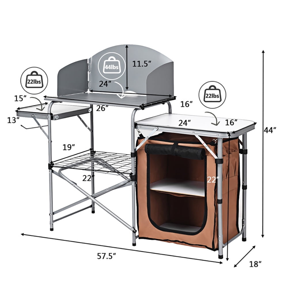 Aimee Lii Foldable Outdoor BBQ Portable Grilling Table With Windscreen Bag, Outdoor Picnic Camping Equipment