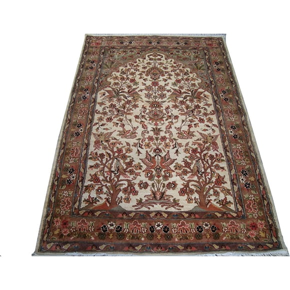 Bird Love Tree Life Tapis Exclusif en Laine de Soie Noué à la Main (6 x 4)'