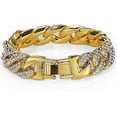 thumbnail image 1 of Pulsera cubana para hombre de 8" chapada en oro con circonitas cúbicas y diseño Frozen Miami., 1 of 4