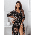 thumbnail image 3 of EASYBRA Women V Neck Floral Chiffon Midi Dress Side Slit Elegant Summer Casual Flowy Dress, 3 of 5