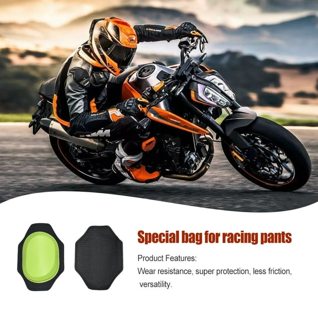 1 Pair Professional Motorcycle Racing Kneepads Portable Scratch Proof Plastic Low Adjustable Knee Slider Protectors Protective Gears Green