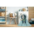thumbnail image 2 of Ahgly Tapis d'Intérieur Lavable en Machine Carré Transitionnel Bleu Lagon, 3 Pieds Carré, 2 of 7