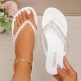 thumbnail image 2 of CHUMUD Womens Indoor and Outdoor Rhinestone Decor Toe Post Flip-Flop Sandals, Casual Open Toe Slip-On Slippers, Lightweight Summer Beach Sandals, 2 of 8
