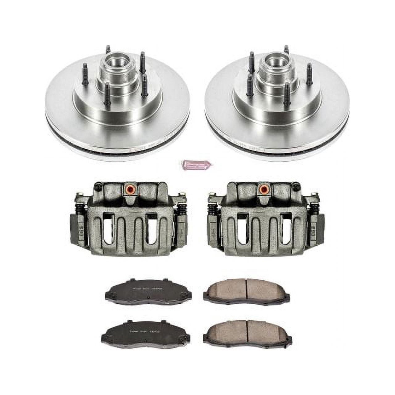 PowerStop Front Stock Replacement Brake Pad and Rotor Kit with Calipers Fits: FORD Select Models KCOE1863