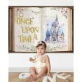 thumbnail image 5 of Fairy Tale Book Backdrop Colorful Castle Story Book for Princess Birthday Party Decorations Once Upon a Time Backdrops Floral Butterfly Background (Pink and Gold, 7x5ft(82"x60")), 5 of 10