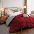 thumbnail image 2 of Ayanshi Bedding Comforter Oversized King 120X120, Duvet Insert, Quilted Comforter with Corner Tabs, Lightweight Quilt, Down Alternative Hotel Comforter Oversized King 120X120 Burgundy/Silver Gray, 2 of 9