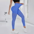 thumbnail image 5 of GEWSEY Yoga Capri Leggings with Mesh Cut Outs High Waist Tummy Control Workout Pants (Blue, M), 5 of 6