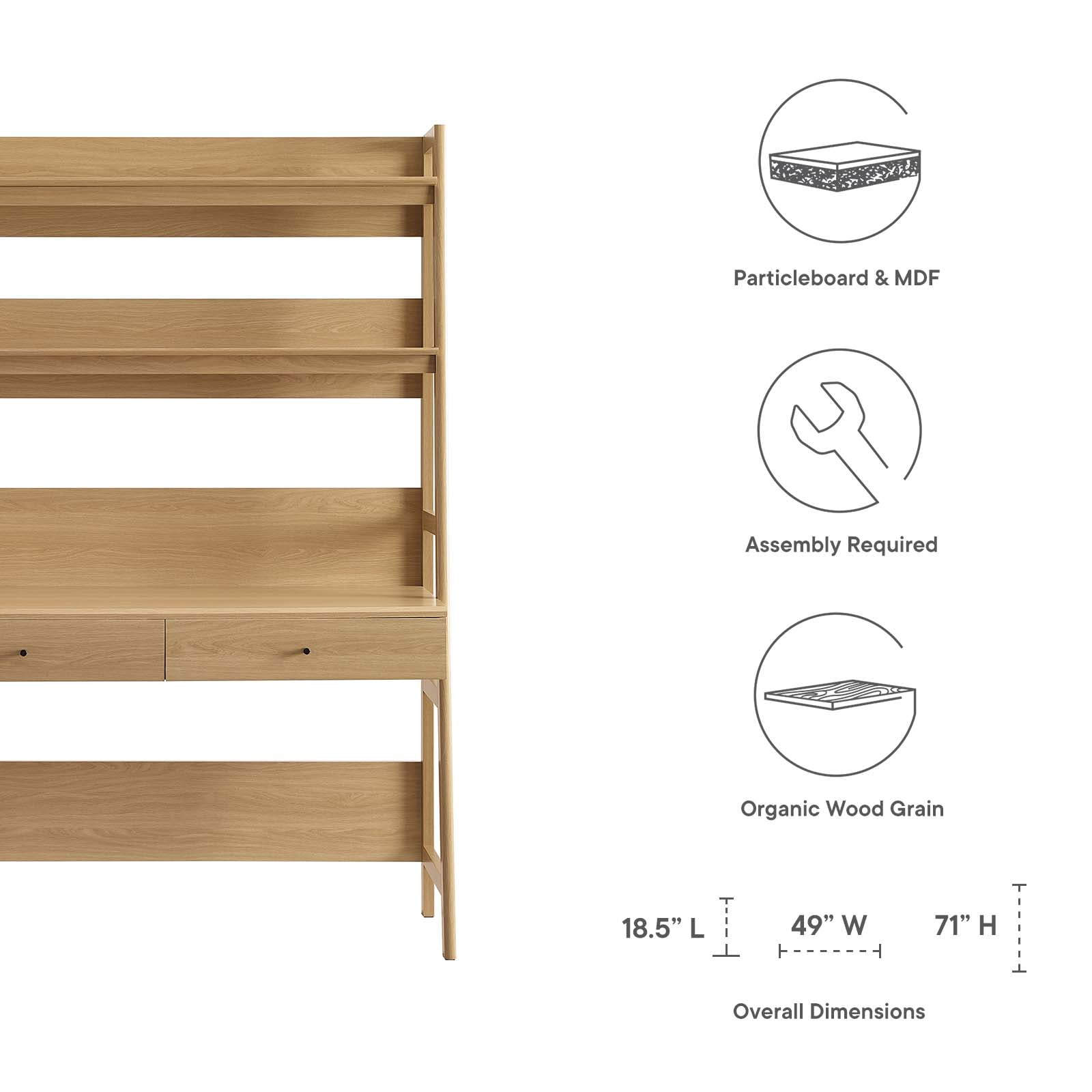 Modway Bixby Modern Style Particleboard and MDF Office Desk in Oak
