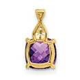 thumbnail image 2 of Auriga Fine Jewelry 14K Yellow Gold Checkerboard Amethyst and Diamond Pendant for Women (L-13.5mm, W-7mm), 2 of 7