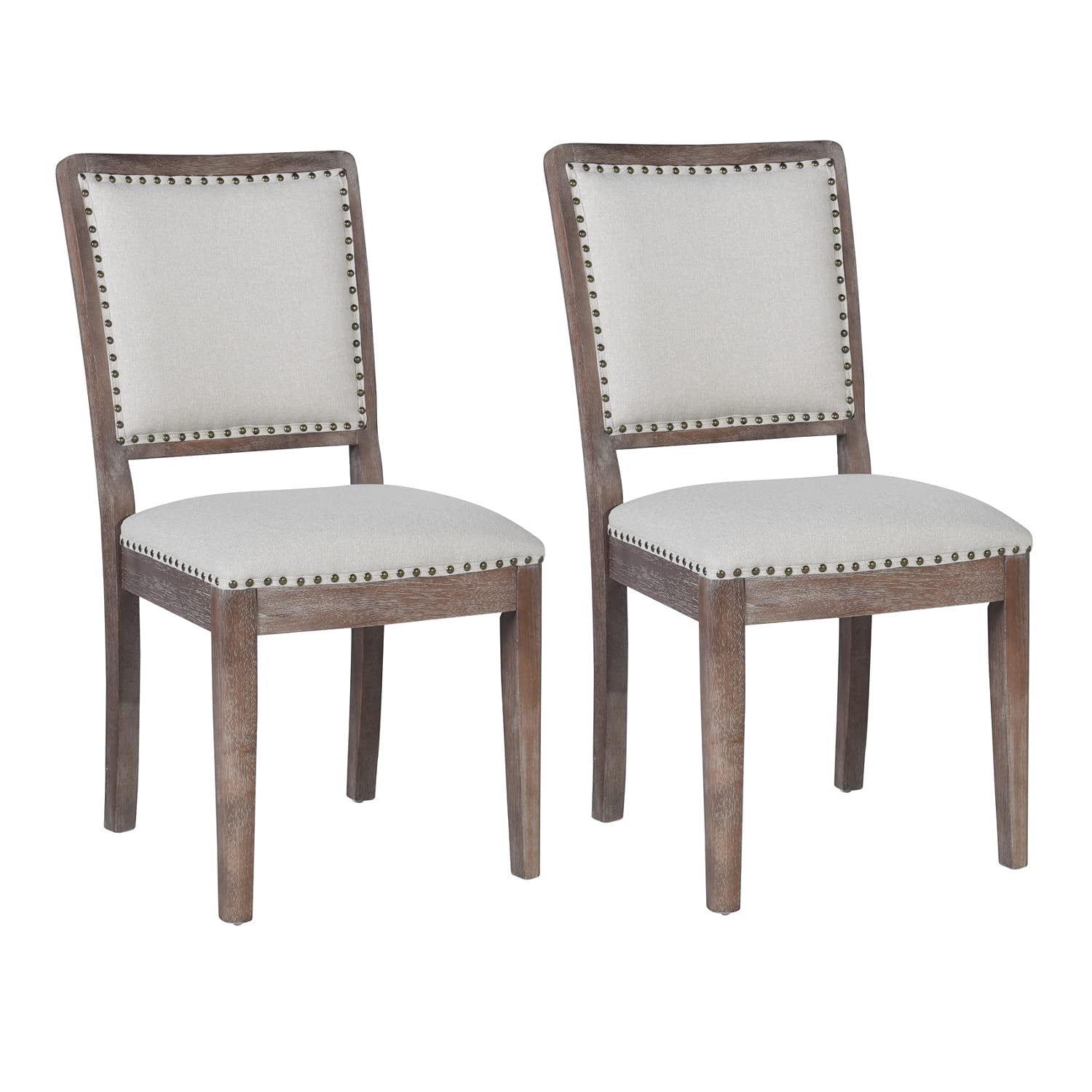 Houseinbox MidCentury Beige Solid Wood Dining Chairs Set of 2, King