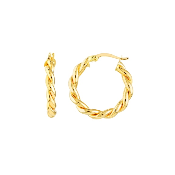14k Yellow Gold 2x15mm Braided Hoop Earrings Earrings Hoop Earring for Women