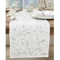 thumbnail image 2 of Fennco Styles Silver Embroidered Leaves Table Runner 16" W x 90" L - Metallic Botanical Design Table Cover for Home, Holiday Décor, Family Gatherings, Banquets, Special Events, 2 of 3