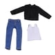 thumbnail image 5 of Ropa de muñeco en miniatura para hombre a escala 1/12: chaleco, camisa y vaqueros, a la moda. negro, 5 of 9