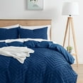 thumbnail image 2 of Nestl Boho 3 Piece Duvet Cover Set, Tufted Embroidery Double Brushed Duvet Cover with Button Closure with 2 Pillow Shams, Queen (90"x90") - Navy, 2 of 8
