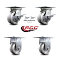 thumbnail image 2 of 4 Inch V Groove Semi Steel Caster Set 2 Brakes/Swivel Locks and 2 Rigid SCC, 2 of 2