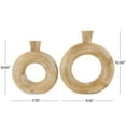 thumbnail image 3 of DecMode 11", 9"H Circular Brown Wood Vase with Cutout Center, Set of 2, 3 of 9