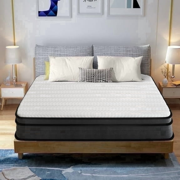 Queen Mattress, 12 Inch Hybrid Memory Foam Mattress in a Box with Individual Pocket Spring for Motion Isolation & Silent Sleep, CertiPUR-US, 100 Nights Trial